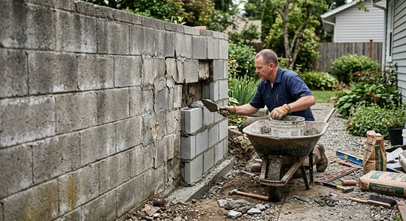 Cinder Block Wall Repair in Arcadia, CA