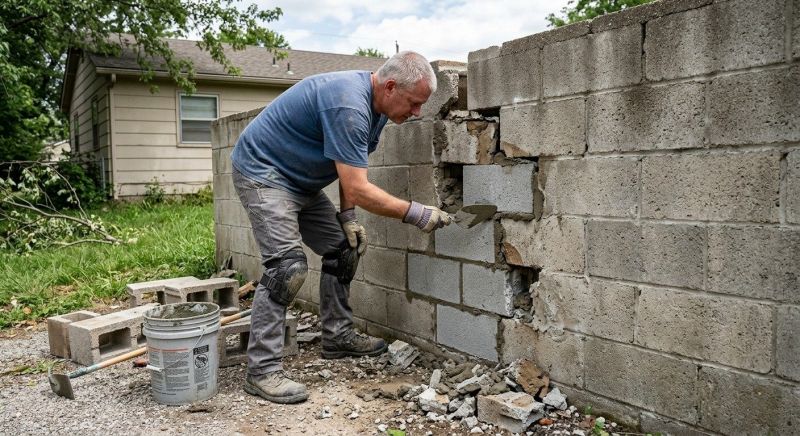 Cinder Block Wall Repair in El Monte, CA